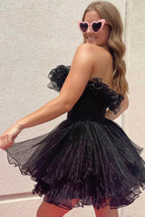 Dressystars Blue Strapless Ruffled A-Line Short Homecoming Dress