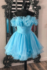 Dressystars Blue Strapless Ruffled A-Line Short Homecoming Dress