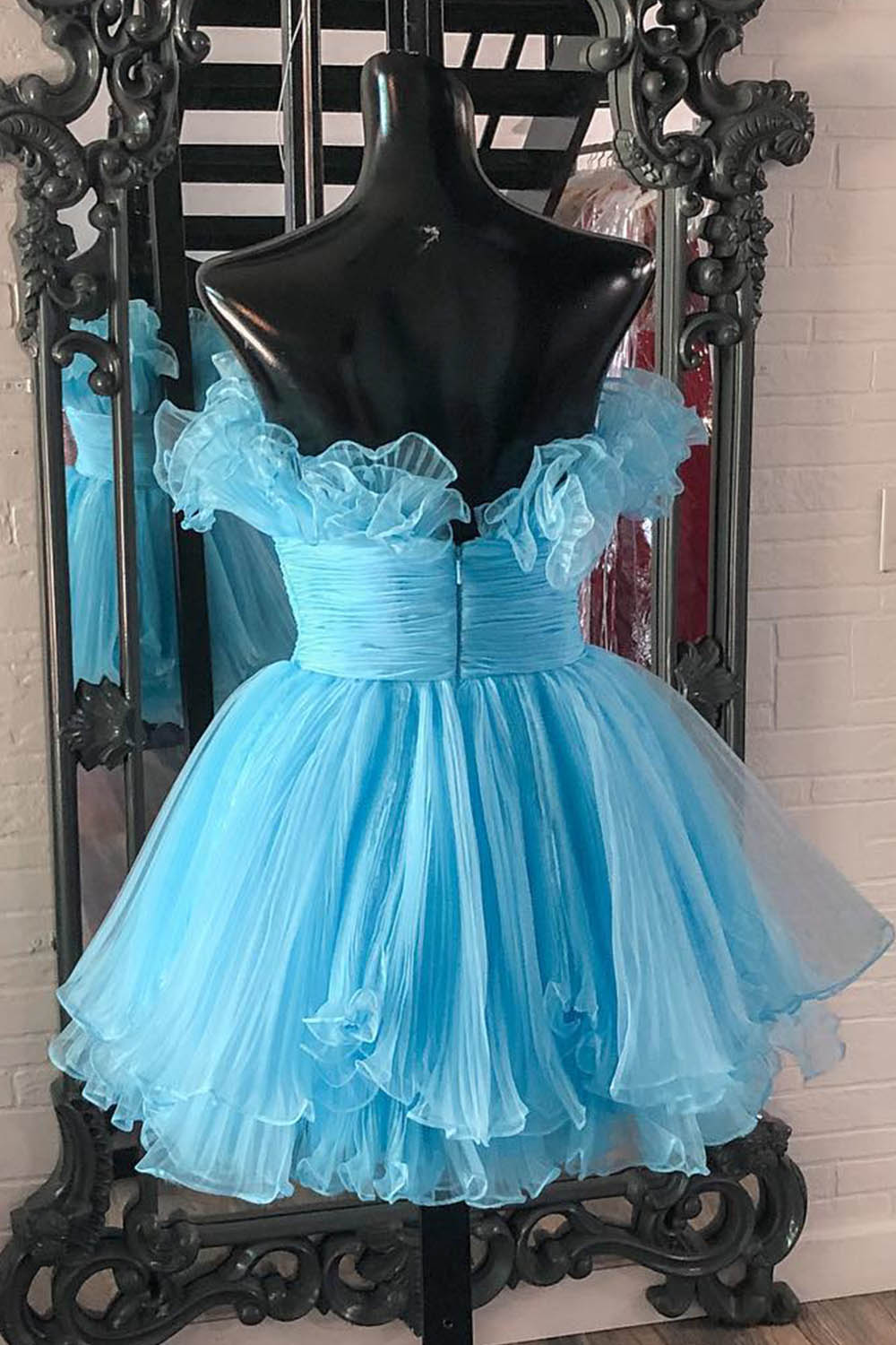 Dressystars Blue Strapless Ruffled A-Line Short Homecoming Dress