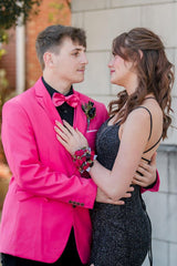 Hot Pink Notched Lapel 3-Piece Prom Homecoming Suit