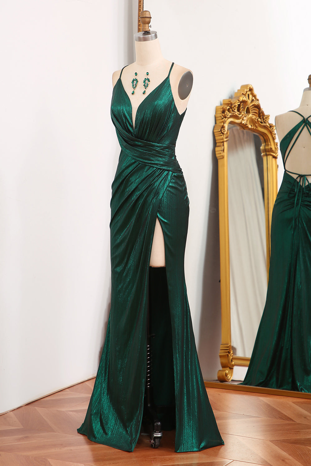 Dark Green Mermaid Long Prom Dress With Slit