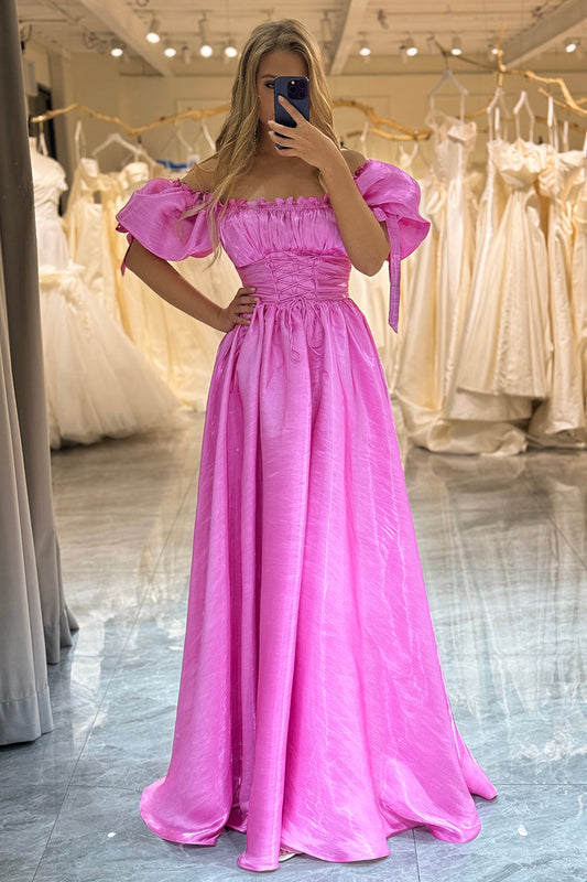 Fuchsia A Line Convertible Long Prom Dress