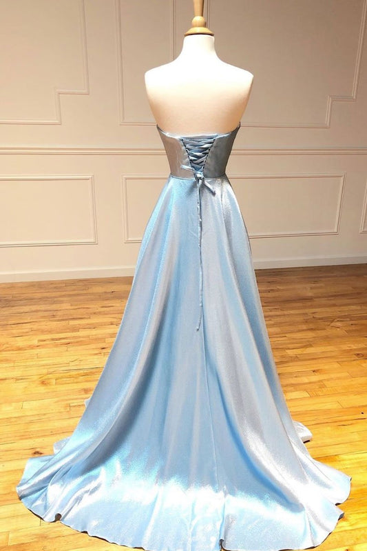 Simple Sweetheart Blue Long Prom Dress Blue Long Evening Dress