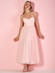 heart shaped neckline starlit cloar maxi length tulle prom dress romantic