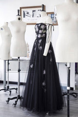 Black Tulle Long Prom Dress Black Tulle Evening Dress