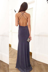 Simple V-Neck Backless Long Prom Dress Evening Dress