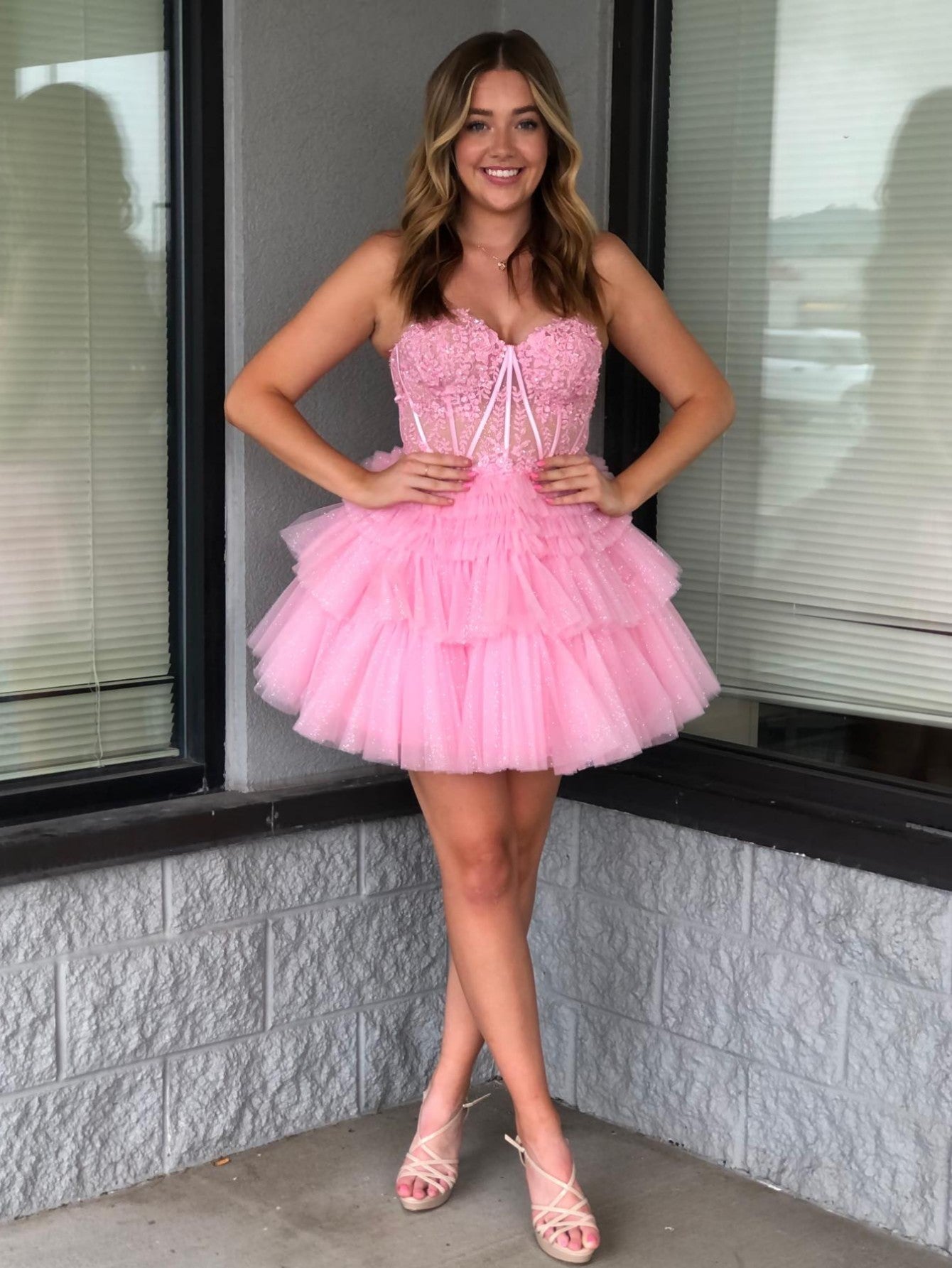 ivy pretty a line heart shaped homecoming dress with ruffle edge