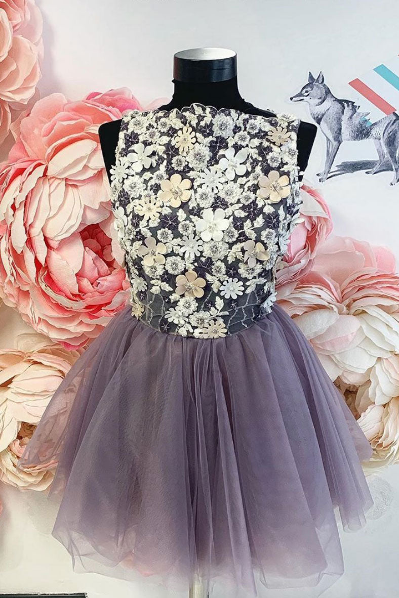 Cute Tulle Lace Short Prom Dress Tulle Lace Homecoming Dress