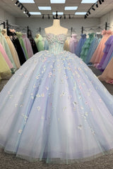 Blue Quinceanera Dress Strapless Appliques Beads Birthday Party For 15 Girls Ball Gown Dress