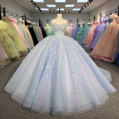 Blue Quinceanera Dress Strapless Appliques Beads Birthday Party For 15 Girls Ball Gown Dress