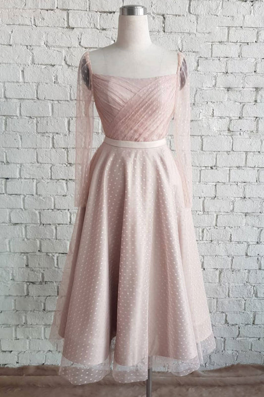 Light Pink Tulle Prom Dress Bridesmaid Dress