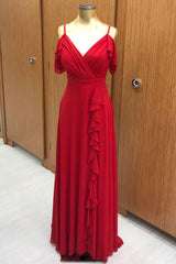 Red Chiffon Long Prom Dress Red Chiffon Evening Gown