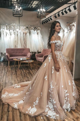 Champagne Sweetheart Tulle Lace Long Prom Dress Tulle Lace Formal Dress