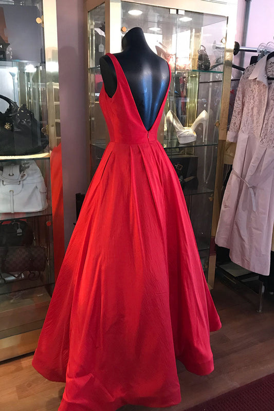 Simple Red Tea-Length Prom Dress Red Evening Dress