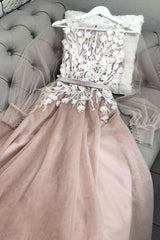 Champagne Tulle Lace Long Prom Dress Champagne Tulle Formal Dress