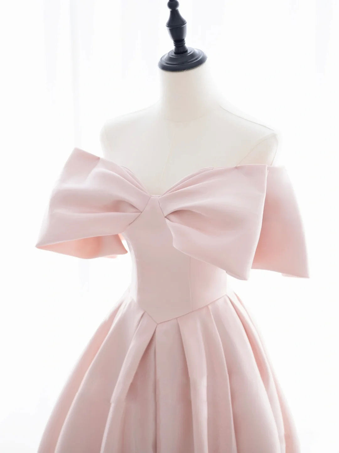 Simple Pink Satin Long Prom Dress Pink A-Line Evening Dress