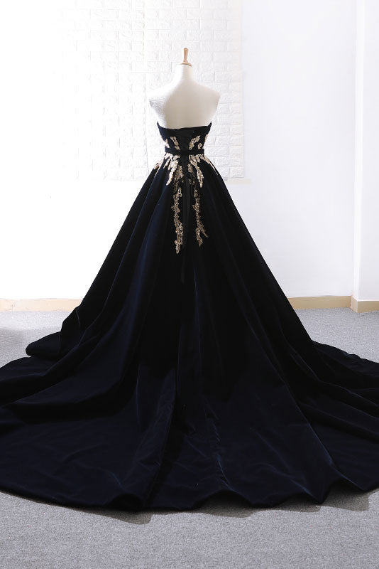 Black Lace Appliqu¨¦ Long Prom Dress Black Evening Dress