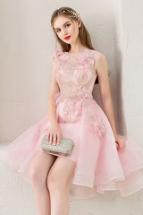 Pink Tulle Lace Short Prom Dress Pink Homecoming Dress