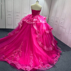 Pink Quinceanera Dress Sweet 15 Evening Dress Crystal Sleeveless Beading Ball Gown Dress