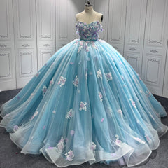 Blue Quinceanera Dress Sweet 15 Evening Dress Crystal Sleeveless Beading Ball Gown Dress