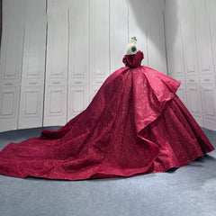 Red Quinceanera Dress Sweet 15 Evening Dress Crystal Sleeveless Beading Flowers Ball Gown Dress