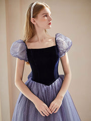 Simple Purple Tulle Long Prom Dress Purple Tulle Evening Dress