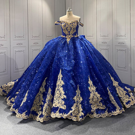 Blue Quinceanera Dress Sweet 15 Evening Dress Crystal Sleeveless Beading Ball Gown Dress