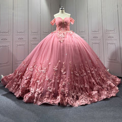 Pink Quinceanera Dress Sweet 15 Evening Dress Crystal Sleeveless Beading Ball Gown Dress