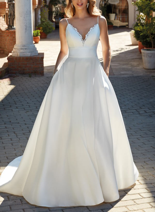 Satin Wedding Dress With Lace