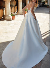 Satin Wedding Dress With Lace