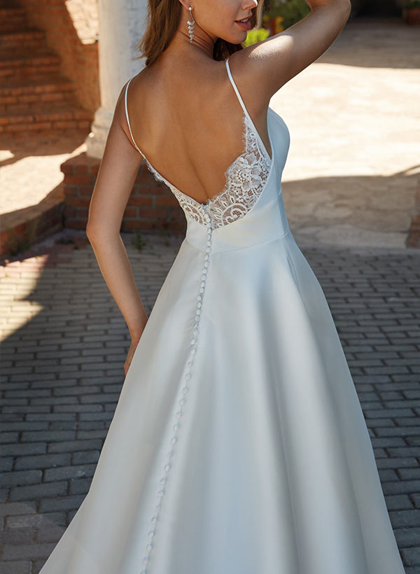 Satin Wedding Dress With Lace