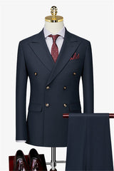 Daniel Dark Navy Double Breasted Peaked Lapel Stylish Business Suit