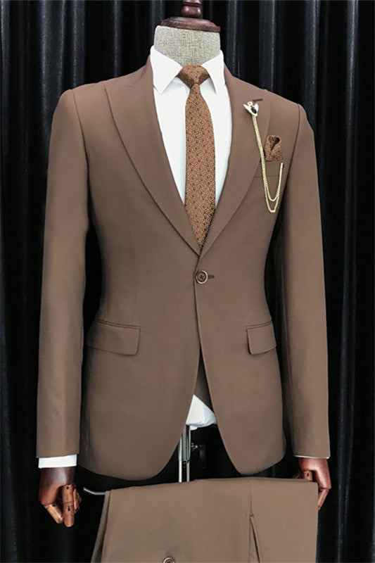 Abbott Deep Brown Slim Fit Peaked Lapel Business Suit