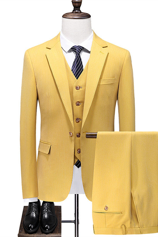 Jack Stylish Yellow Notched Lapel Slim Fit Men's Prom Suit