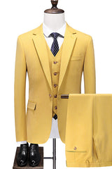 Jack Stylish Yellow Notched Lapel Slim Fit Men's Prom Suit