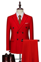 Thomas Red Slim Fit Double Breasted Peaked Lapel Men's Prom Suit