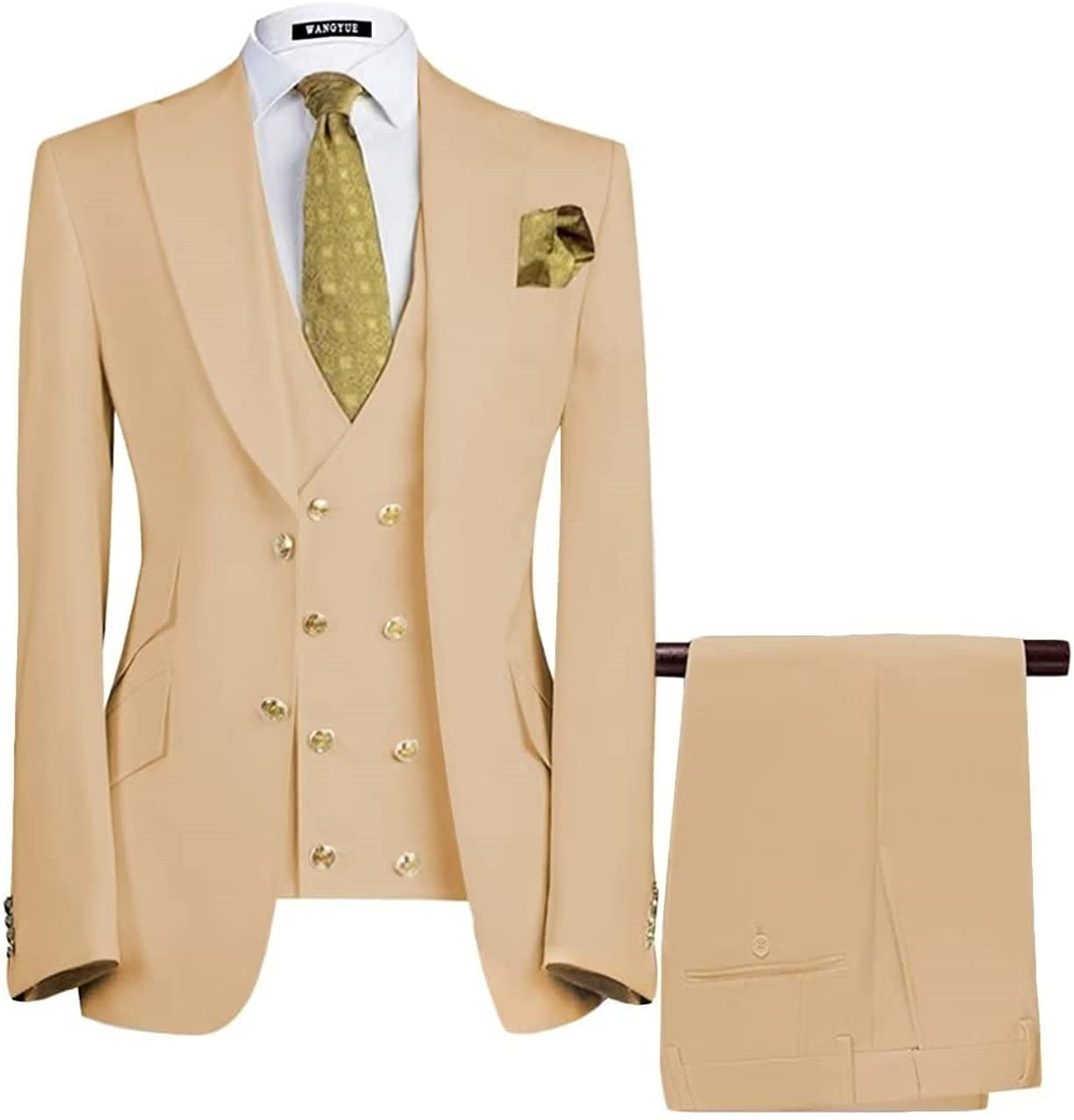 Burton Champagne Peaked Lapel Prom Suit - Trendsetting Three-Piece Design