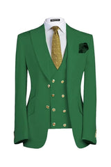 Bert Modern Emerald Green Peaked Lapel 3-Piece Prom Suit for Men