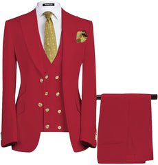 Beau Modern Red 3-Piece Peaked Lapel Prom Suit for Men