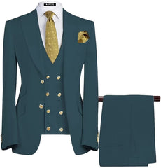 Baldwin Formal Teal Peaked Lapel 3-Piece Business Men's Suit