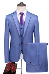 Bespoke Sky Blue Notched Lapel Single-Breasted Men's Business Suit