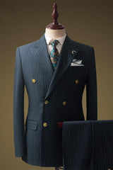 Cliff Formal Dusty Blue Double Breasted Peaked Lapel Business Men's Suit