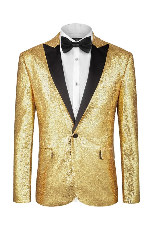 Evan Fancy Champagne Peaked Lapel Sequins Men's Prom Suit