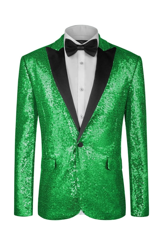 Egbert Fashion Green Sequins 2-Piece Men's Prom Suit