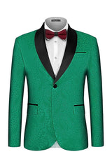 Frank Modern Green Shawl Lapel Jacquard Wedding Suit for Men