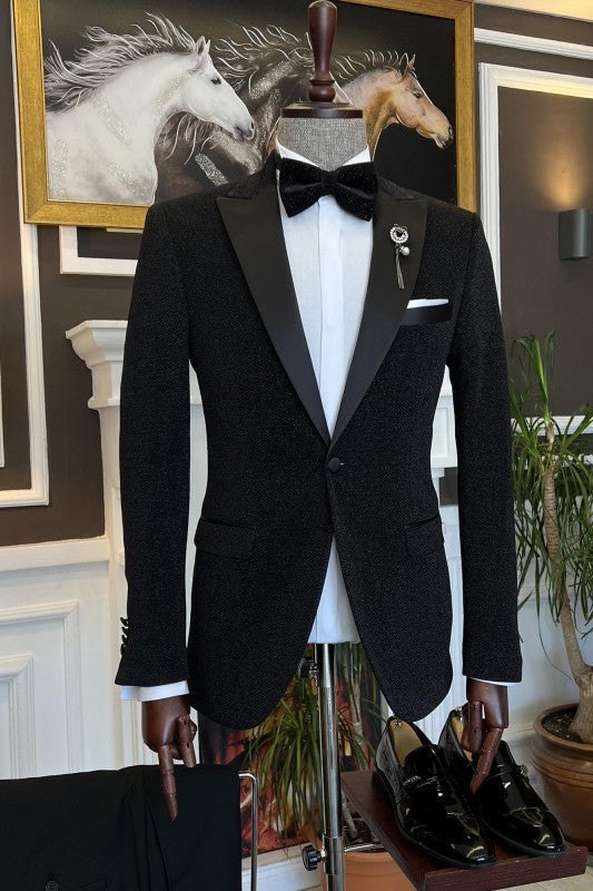 Chester Bespoke Black Peaked Lapel 2-Piece Men's Prom Suit