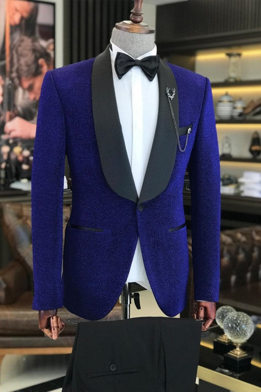 Claude Royal Blue Shawl Lapel Two-Piece Wedding Suit