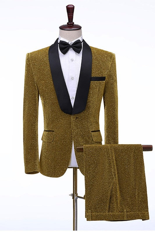 Curry Two-Piece Shawl Lapel Wedding Suit