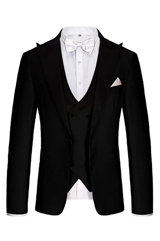 Humphrey Black Peaked Lapel Business Suit for Men