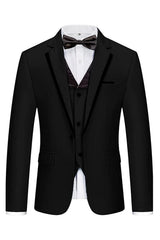 Geoff Black Three-Piece Notched Lapel Business Suit for Men